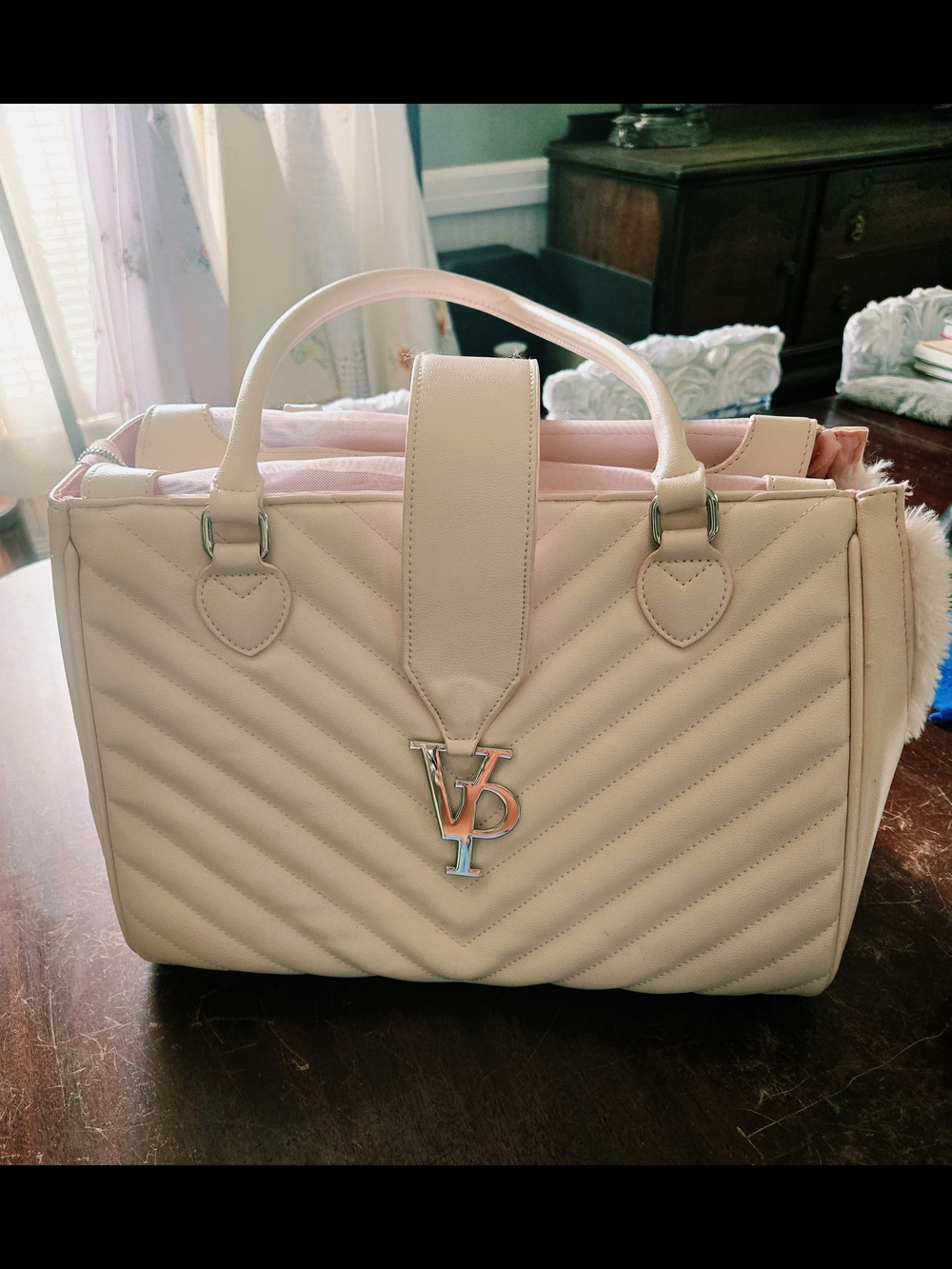 Vanderpump Quilted Pet Carrier Blush In Color